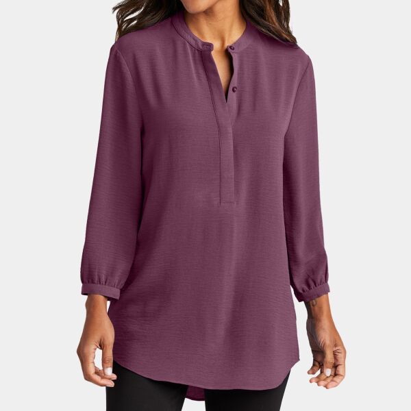 Women's 3/4 Sleeve Textured Crepe Tunic Thumbnail