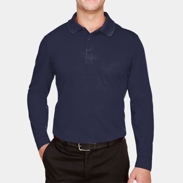 Men's Tall CrownLux Performance® Plaited Long Sleeve Polo Thumbnail