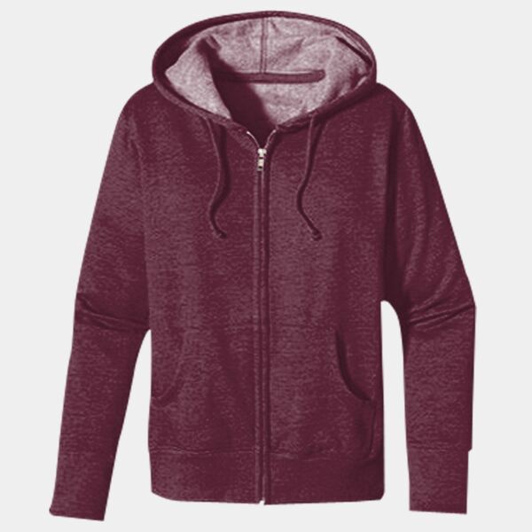 Women's Heathered Full-Zip Hooded Sweatshirt Thumbnail