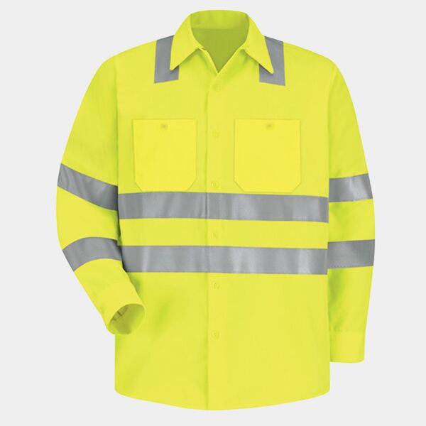 Men's High Visibility Safety Long Sleeve Work Shirt Thumbnail